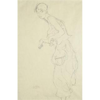 Gustav Klimt - Frau Mit Gebauschten Hosen Nach Links (Woman With Puffed Trousers To The Left)