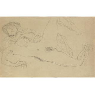 Gustav Klimt - Halbakt Mit Gespreizten Beinen (Half Nude With Legs Spread)