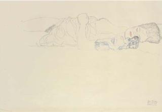 Gustav Klimt - Liegender Halbakt Nach Rechts