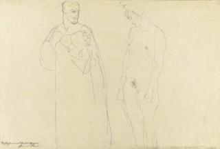 Gustav Klimt - Mann und Frau einander gegenübergestellt