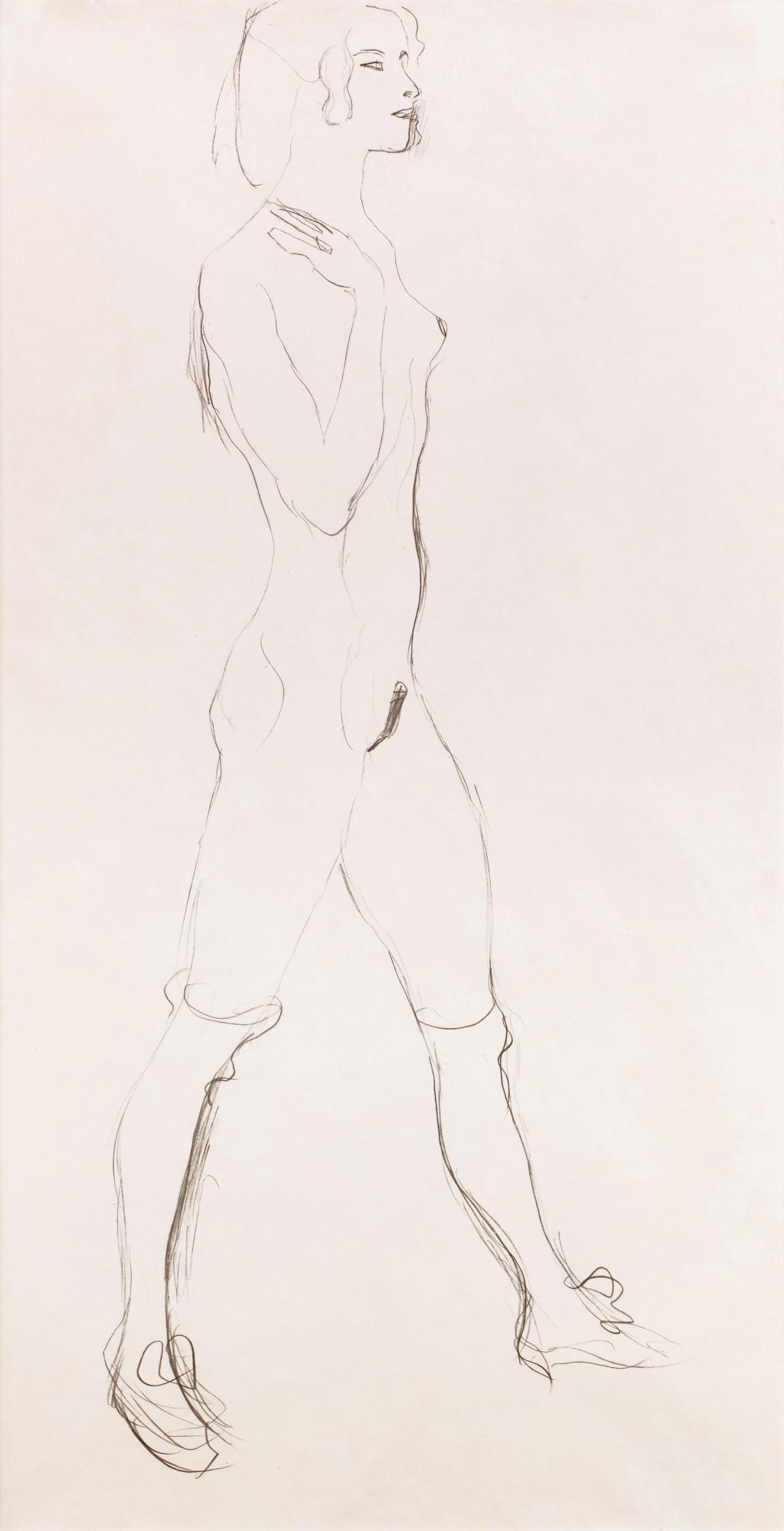 Gustav Klimt - Mit Strümpfen, die rechte Hand an der Schulter