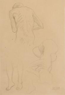 Gustav Klimt - Reclining Woman, Standing Man And Study Of Feet