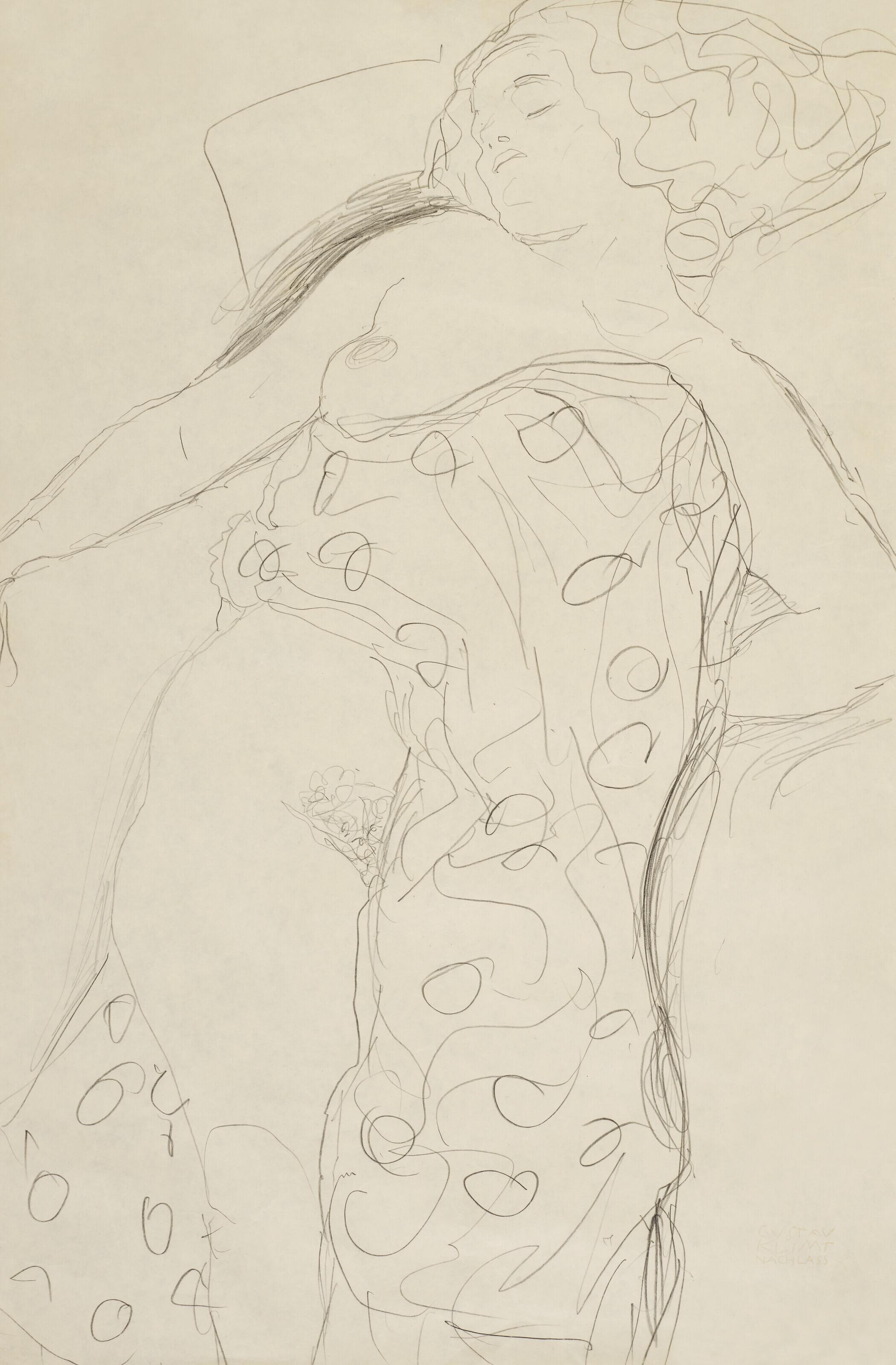 Gustav Klimt - Schlafender Halbakt