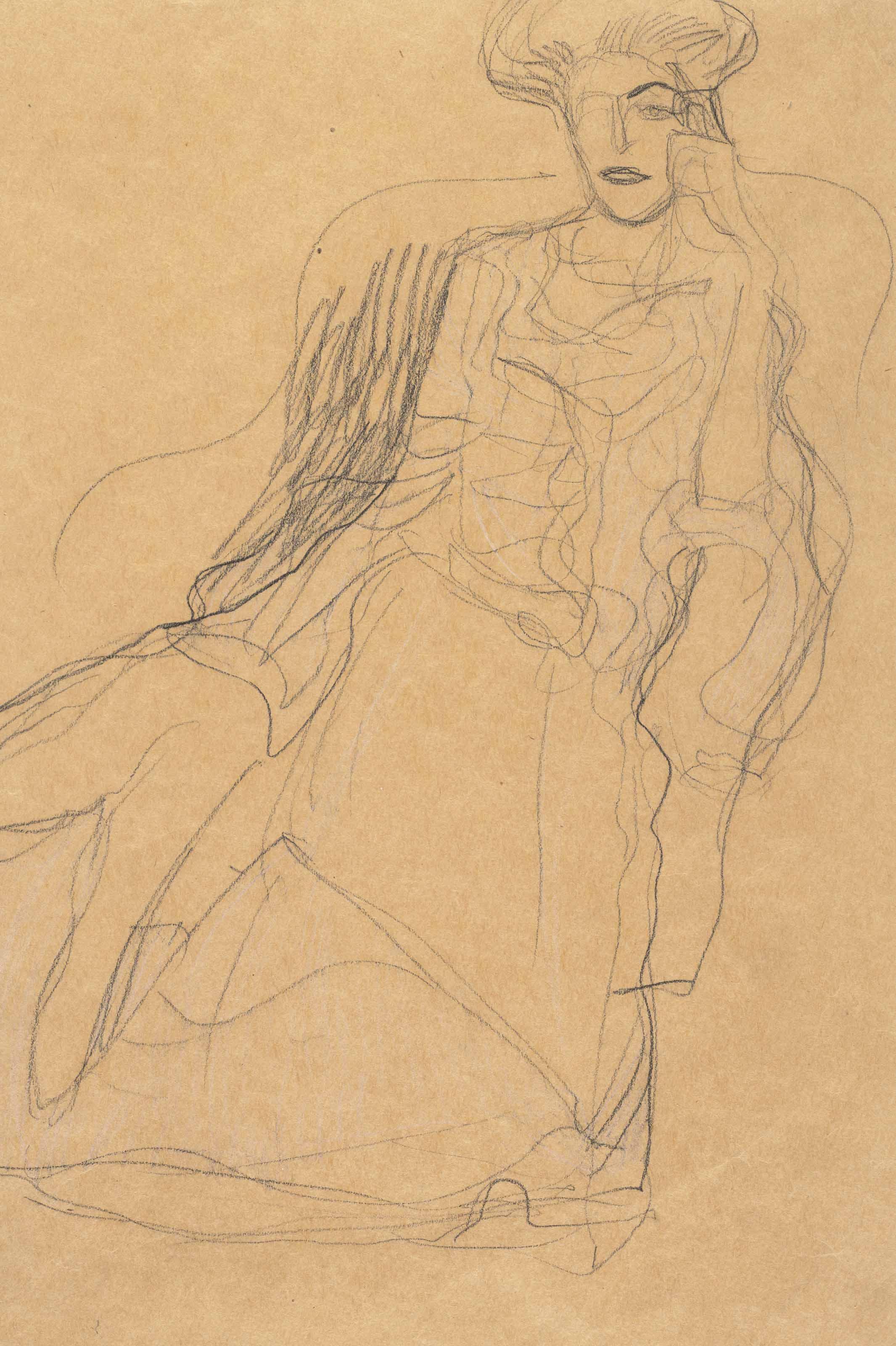 Gustav Klimt - Sitzend etwas nach links