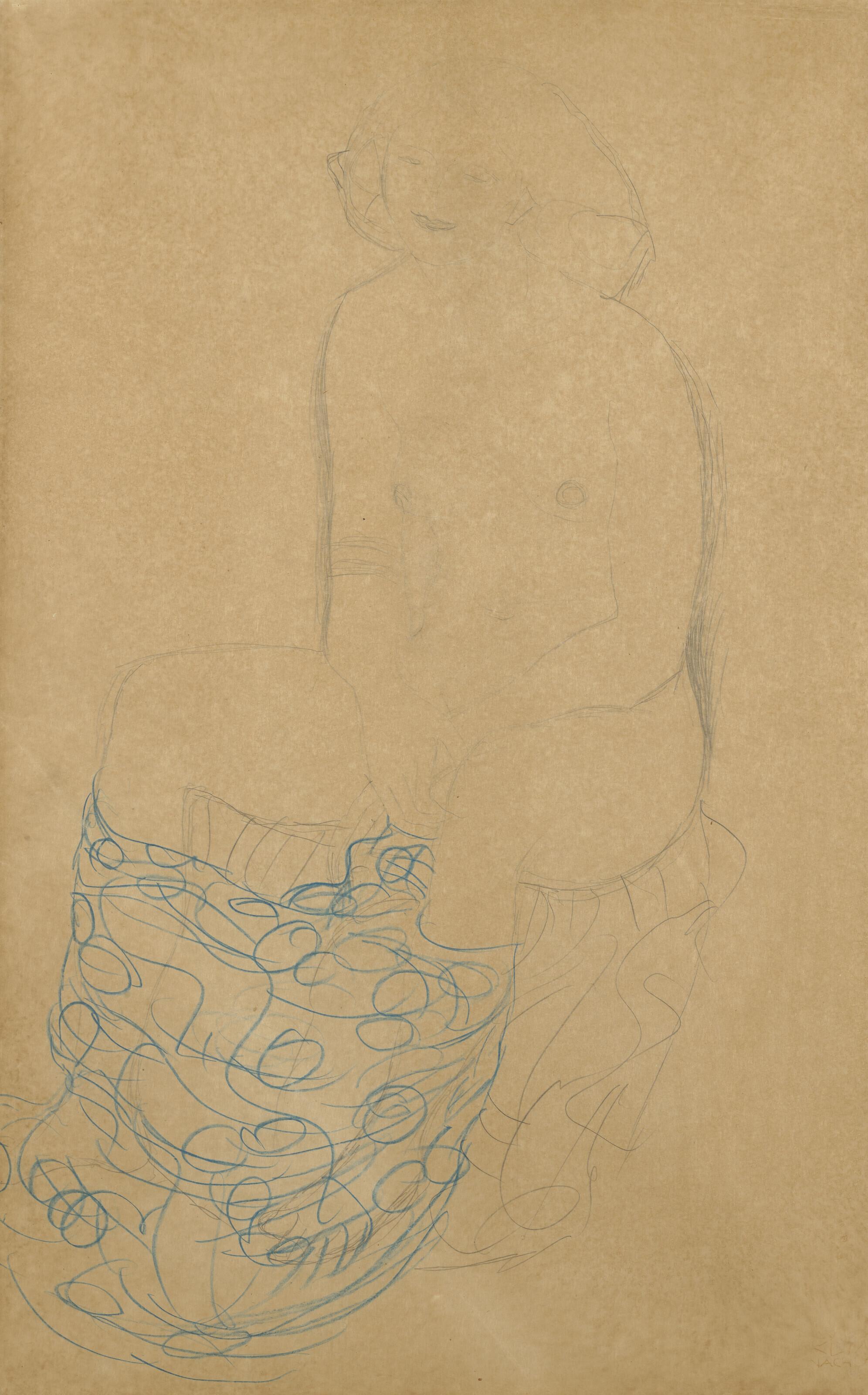 Gustav Klimt - Sitzender Akt nach links