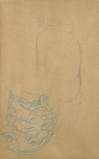 Gustav Klimt - Sitzender Akt nach links