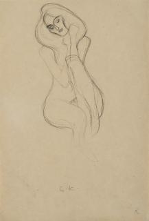 Gustav Klimt - Sitzender Frauenakt Von Vorne (Seated Female Nude, Frontal View)