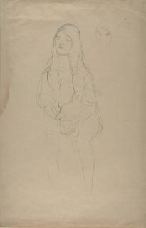 Gustav Klimt - Sitzendes Mädchen nach links, Kopfwiederholung.