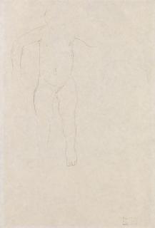 Gustav Klimt - Skizze eines Knaben von vorne, Schulterumriss