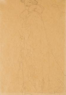 Gustav Klimt - Stehend nach links, Skizze des Kragens von hinten; Study for Adele Bloch-Bauer portrait