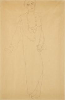 Gustav Klimt - Stehend von vorne, die Rechte abgestützt (Bildnis Paula Zuckerkandl) (Standing from the Front, the Right Hand Supported (Portrait of Paula Zuckerkandl))