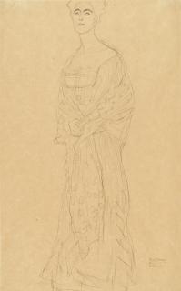 Gustav Klimt - Stehend von vorne mit kleiner Wendung nach links (Margaret Stonborough-Wittgenstein)