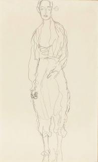 Gustav Klimt - Stehende Frau in Hosen von vorne