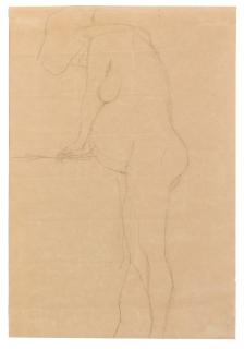 Gustav Klimt - Stehender Akt Einer Schwangeren Nach Links Mit Gesenktem Kopf (Standing Pregnant Nude With Lowered Head, Facing Left)