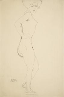 Gustav Klimt - Stehender Akt In Halber Drehung Nach Rechts (Standing Nude Turned To The Right)