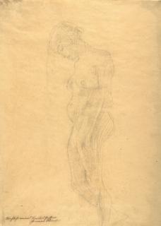 Gustav Klimt - Stehender Frauenakt nach links.