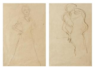 Gustav Klimt - Stellungsstudie Mit Eingebeugten Arm (Recto); Figurate Skizze (Verso) (Rose Rosthorn)