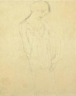 Gustav Klimt - Studie für die \'Tänzerin\' (\'Die Erwartung\') Kompositionsskizze, für das \'Stoclet-Fries\'