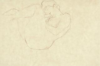 Gustav Klimt - Zurückgelehnt Liegender Frauenakt Nach Links (Reclining Nude Turned To The Left)