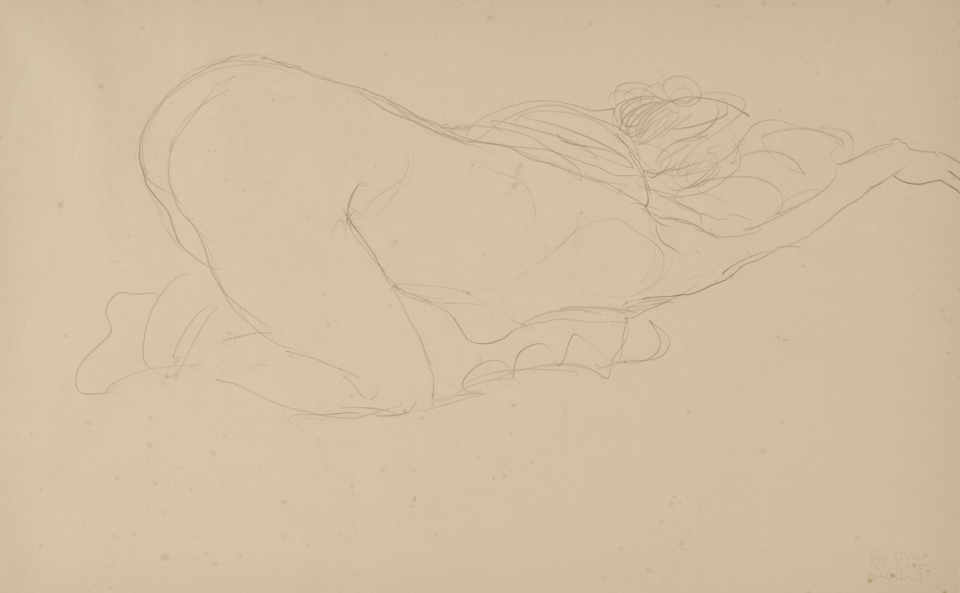 Gustav Klimt - Zusammengekauerter Halbakt nach rechts