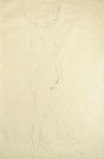 Gustav Klimt - Zwei nach rechts Schreitende, die vordere hält die Rechte an der Schulter