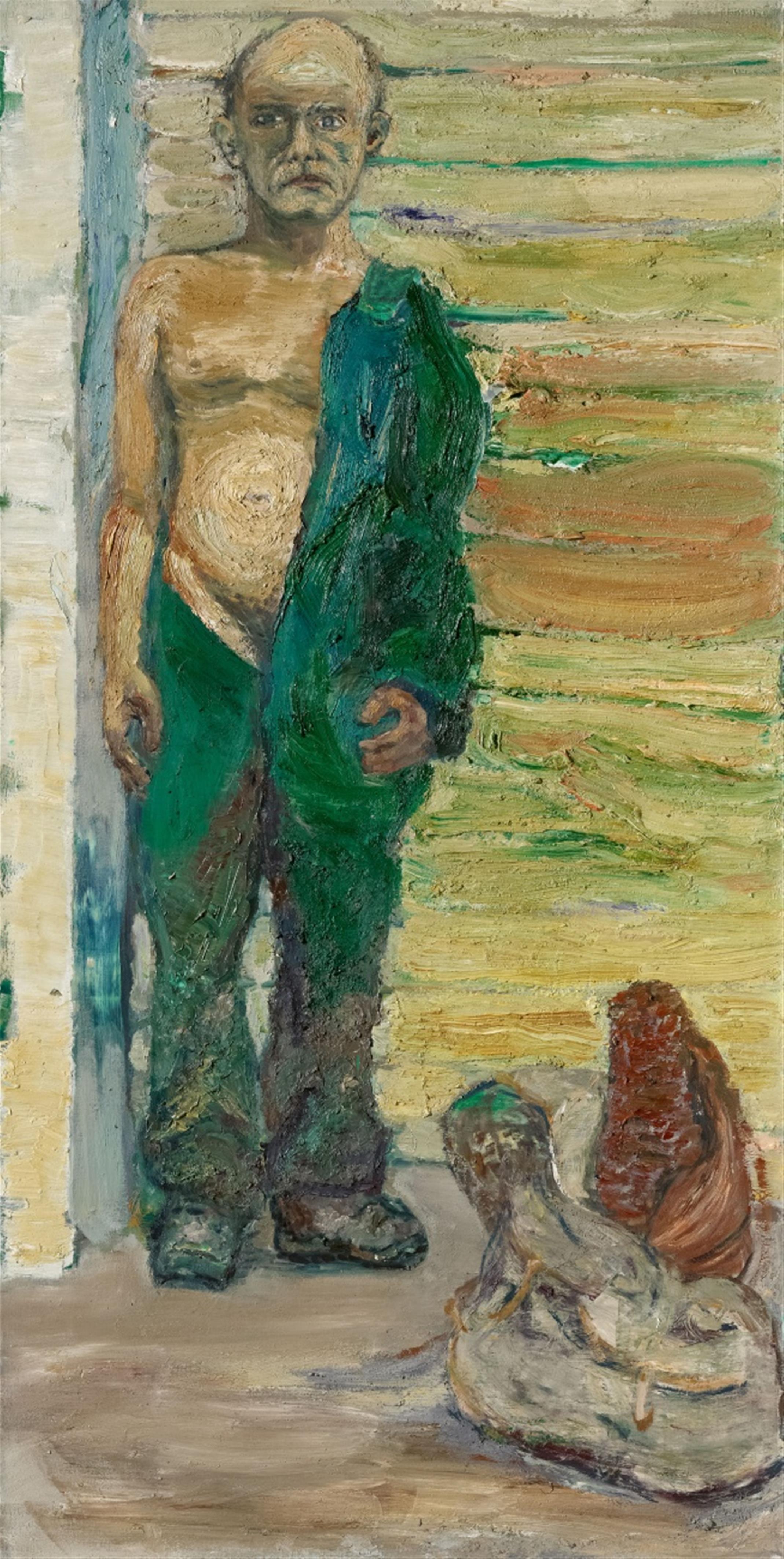 Gustav Kluge - Konterfei Viertelakt mit fleckigem Overall