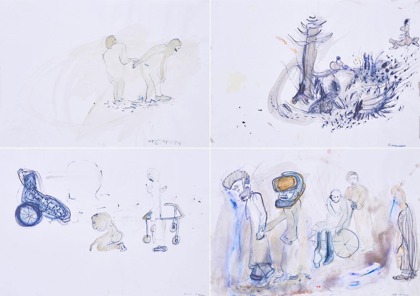 Gustav Kluge - Konvolut von 4 Papierarbeiten.