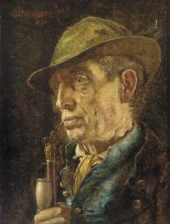 Gustav Köhler - Portrait of a Bavarian gentleman, bust-length, smoking a pipe
