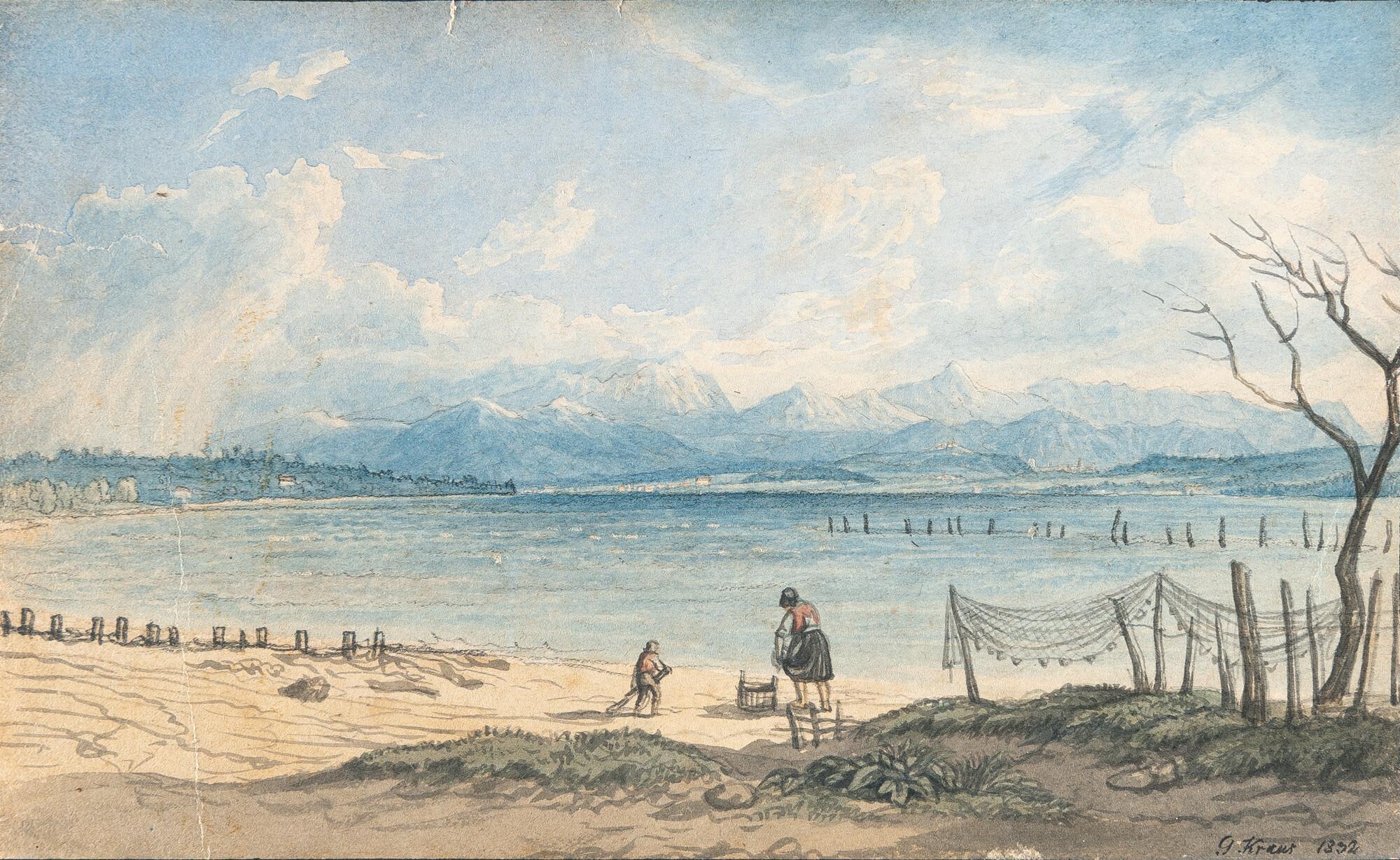 Gustav Kraus - Blick vom östlichen Ufer des Ammersees bei Ried