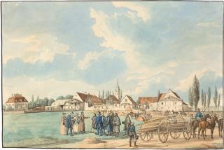 Gustav Kraus - Gut Freiham: Holzlieferung nach dem Brand von 1818.