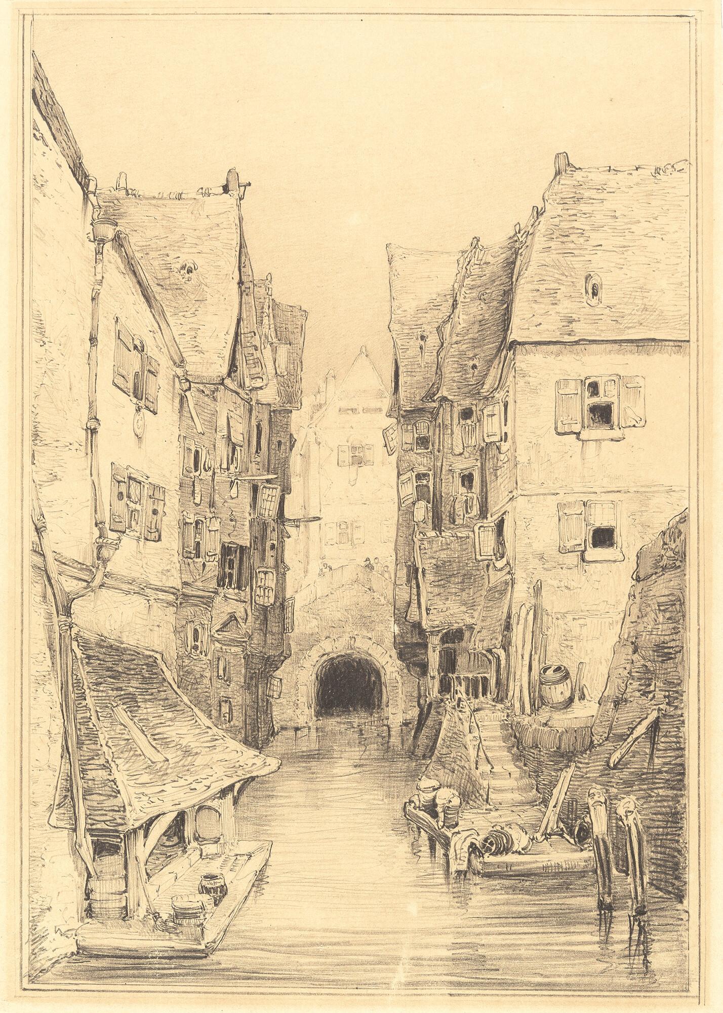 Gustav Schönleber - Am Kanal in einer holländischen Stadt.