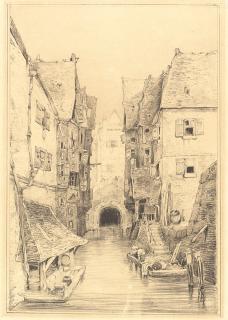 Gustav Schönleber - Am Kanal in einer holländischen Stadt.