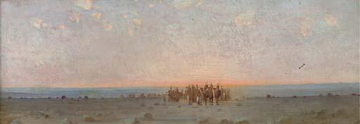 Gustave Achille Guillaumet - An Arab caravan at dusk