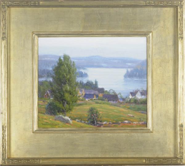 Gustave Adolph Wiegand - Houses on a hill by a river