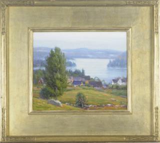 Gustave Adolph Wiegand - Houses on a hill by a river