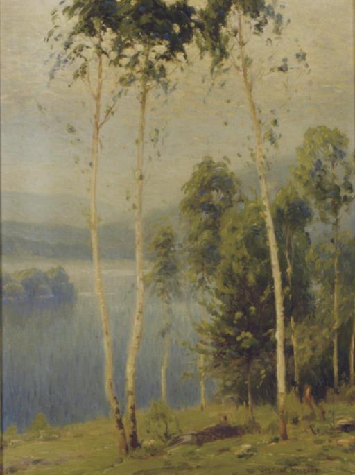 Gustave Adolph Wiegand - Lake With Rolling Hills In The Background