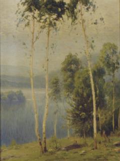 Gustave Adolph Wiegand - Lake With Rolling Hills In The Background