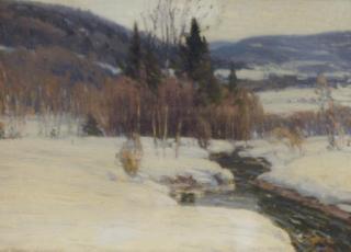 Gustave Adolph Wiegand - River Running Through A Snowy Mountainscape