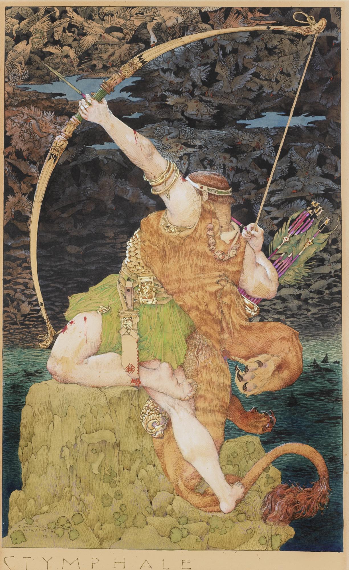 Gustave-Adolphe Mossa - Hercules And The Lac Stymphale\'S Birds 