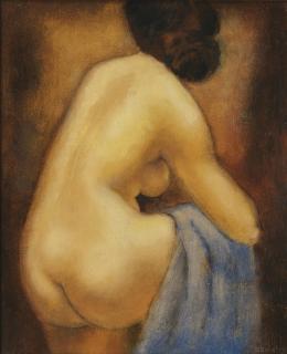 Gustave Buchet - Nu De Dos, Draperie Bleue, 1941