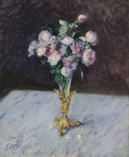 Gustave Caillebotte - Bouquet De Roses Dans Un Vase De Cristal