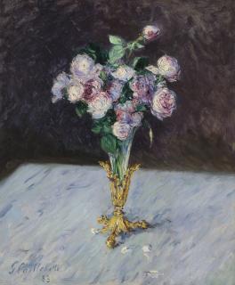 Gustave Caillebotte - Bouquet De Roses Dans Un Vase De Cristal