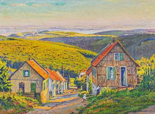 Gustave Cariot - Ansicht von Georgenborn im Rheingau. Blick nach Süden in die Oberrheinische Tiefebene.