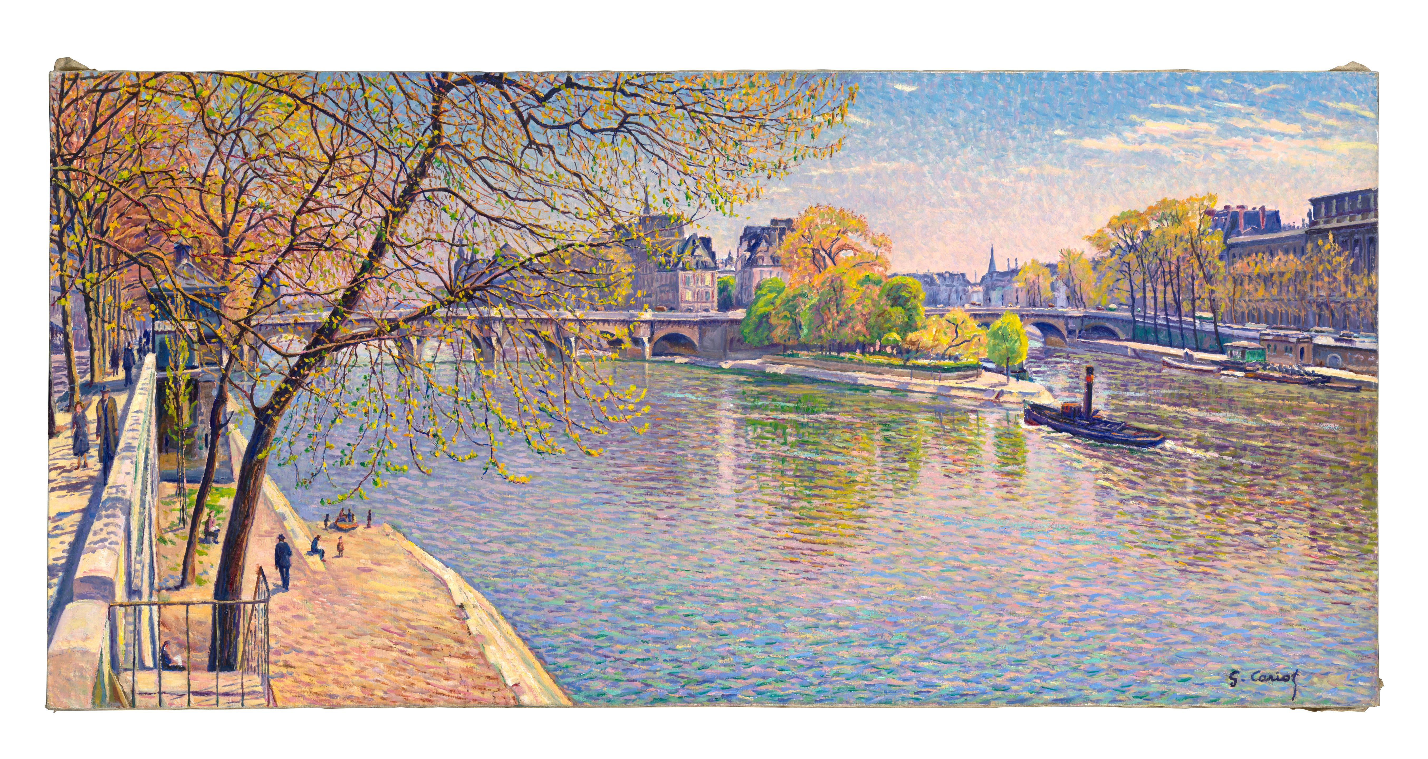 Gustave Cariot - Le Pont Neuf à Paris, Printemps, après midi