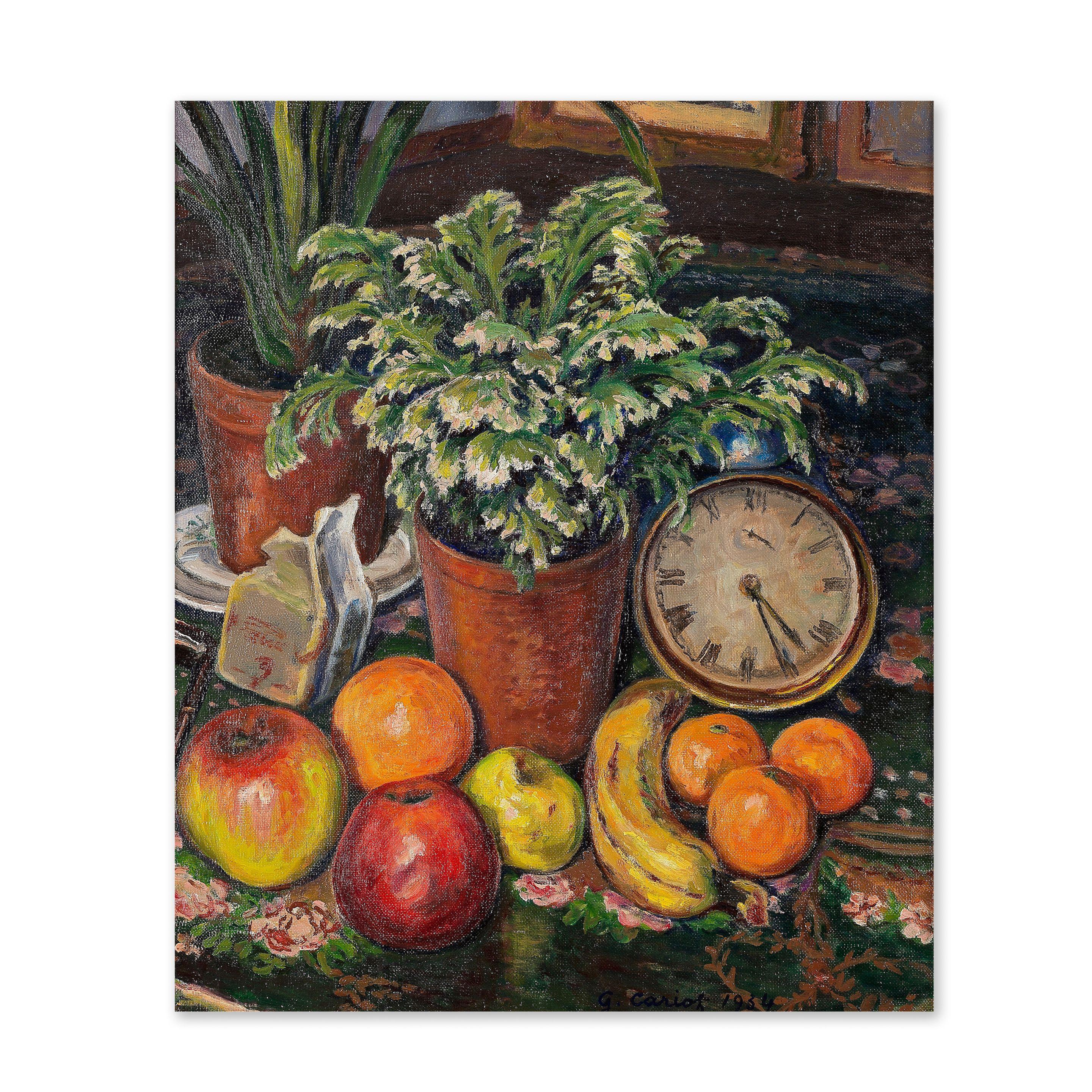 Gustave Cariot - Nature Morte au réveil et aux fruits