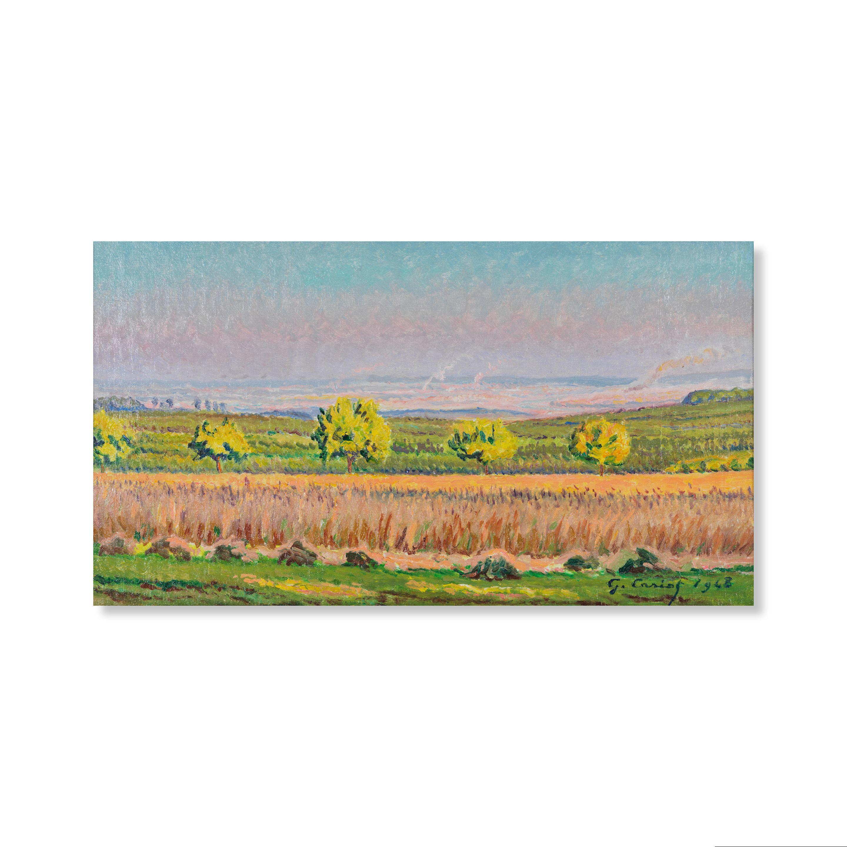 Gustave Cariot - Vue du Rhin avec champs de blé