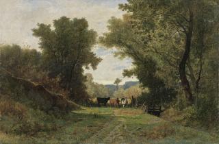 Gustave Castan - Paysage Avec Berger Et Vaches Landscape With Shepherd And Cattle