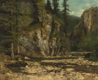 Gustave Courbet - French Mountainous Landscape With Stream