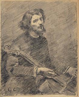 Gustave Courbet - Le violoncelliste, autoportrait de l\'artiste
