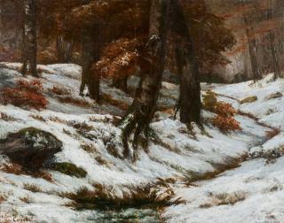 Gustave Courbet - Paysage De Neige Avec Arbres Et Rochers